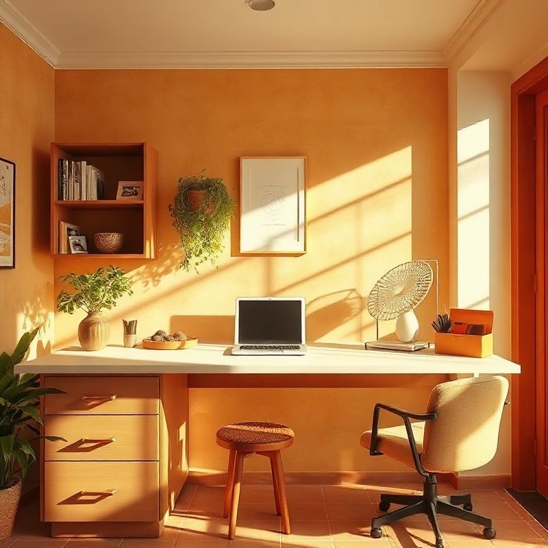 Escritorio de recepción acogedor con luz mediterránea dorada de tarde en Palma